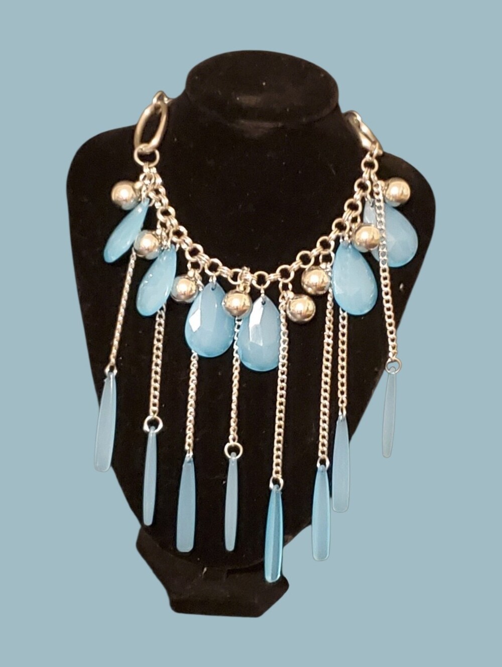 NWOT 24" CHUNKY SOUTHWESTERN MULTI-STRAND TURQUOISE & SILVER BALL NECKLACE 66Gr